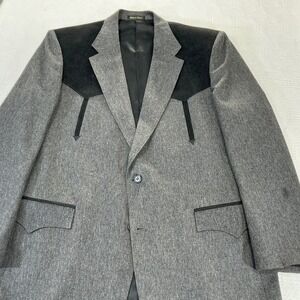 Mens Grey Black Western Circle S Sport Coat Blazer Two Tone Cowboy Yoke Jacket